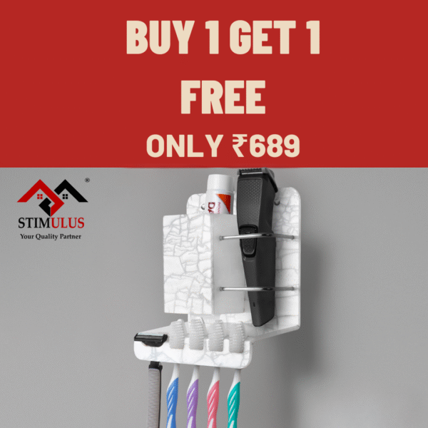 STIMULUS White Acrylic Wall-Mounted Toothbrush Stand – Compact Space-Saving Bathroom Organizer