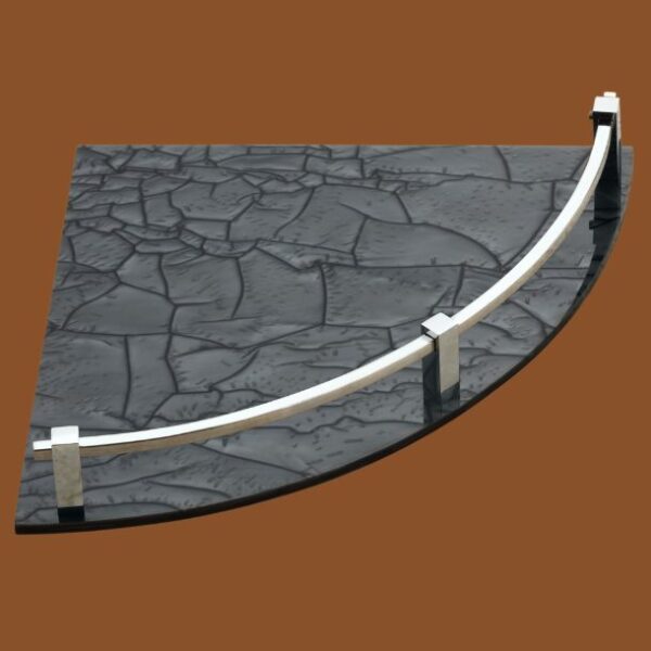 Gray 9x9 inch acrylic corner shelf with wall mount for bathroom and kitchen organizer.