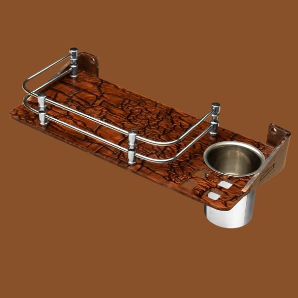 STIMULUS Retro Acrylic 2-in-1 Toothbrush Holder with Brown Textured Finish