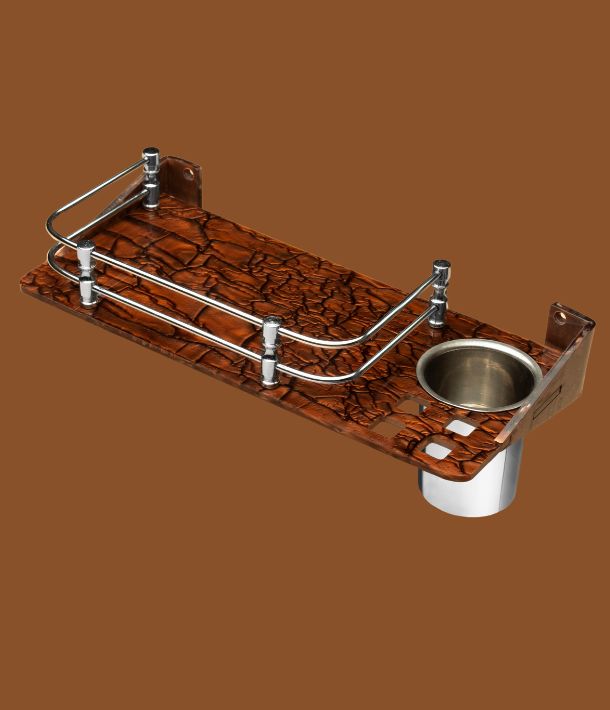 STIMULUS Retro Acrylic 2-in-1 Toothbrush Holder with Brown Textured Finish