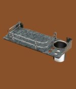 STIMULUS Gray 2-in-1 Toothbrush Holder & Bathroom Shelf