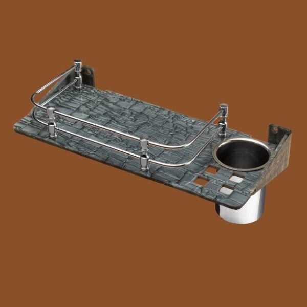 STIMULUS Gray 2-in-1 Toothbrush Holder & Bathroom Shelf