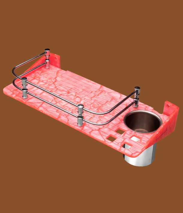 STIMULUS Pink Acrylic 2-in-1 Bathroom Stand and Toothbrush Holder wall-mounted with tumbler cup, size 12x5 inches