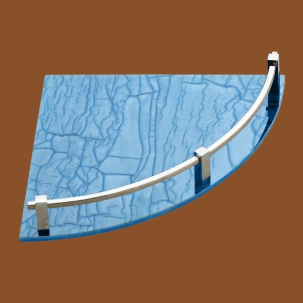 Blue acrylic corner shelf for bathroom or kitchen, wall mounted 9x9 inch