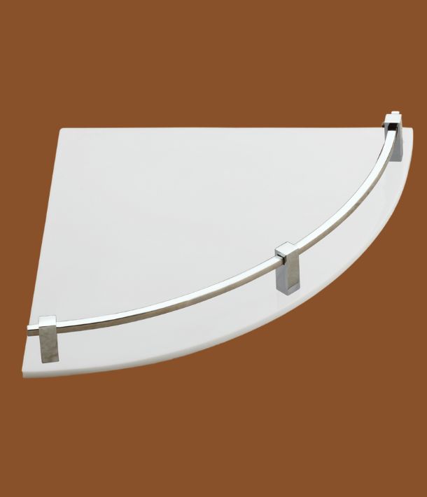Milky white acrylic corner shelf for bathroom and kitchen storage