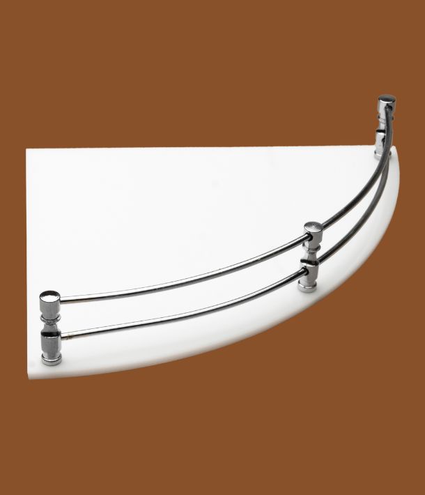 STIMULUS milky white acrylic kitchen corner rack 12x12 inch mounted on wall holding spice jars and utensils