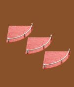 Pink acrylic bathroom organizer shelf set of 3 – 8x8 inch corner design.