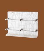 STIMULUS Wall-Mounted Acrylic Mobile Stand in white, 8x6 inch, designed for smartphones. Durable, space-saving phone holder for desk, bedroom, office, or kitchen.