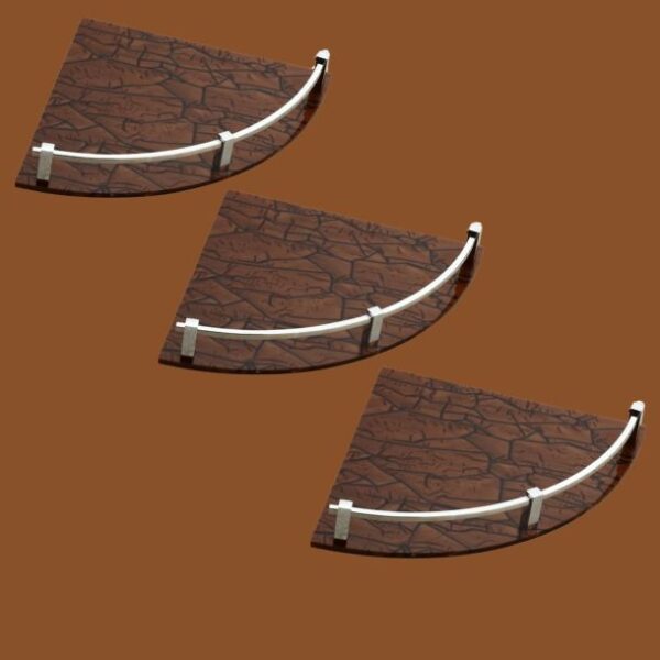 Set of 3 STIMULUS 10x10 Inch Brown Acrylic Corner Shelves for bathroom and kitchen organization.
