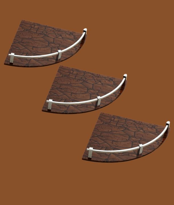 Set of 3 STIMULUS 10x10 Inch Brown Acrylic Corner Shelves for bathroom and kitchen organization.