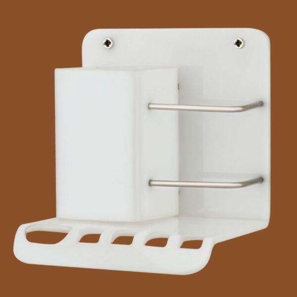 STIMULUS Milky White Wall-Mounted Toothbrush Holder – Acrylic bathroom organizer.
