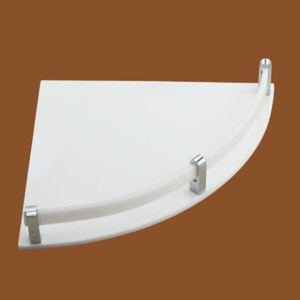 Milky white acrylic bathroom corner shelf for office and bedroom storage