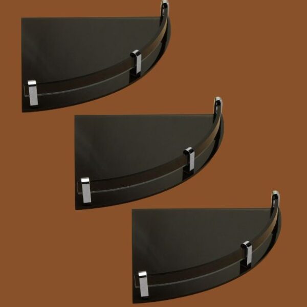 stimulus black acrylic corner shelf set of 3 wall-mounted 12x12 inch for kitchen bathroom