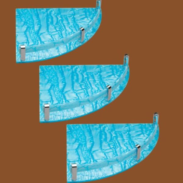stimulus blue acrylic corner shelf set of 3 wall-mounted 12x12 inch bathroom kitchen storage