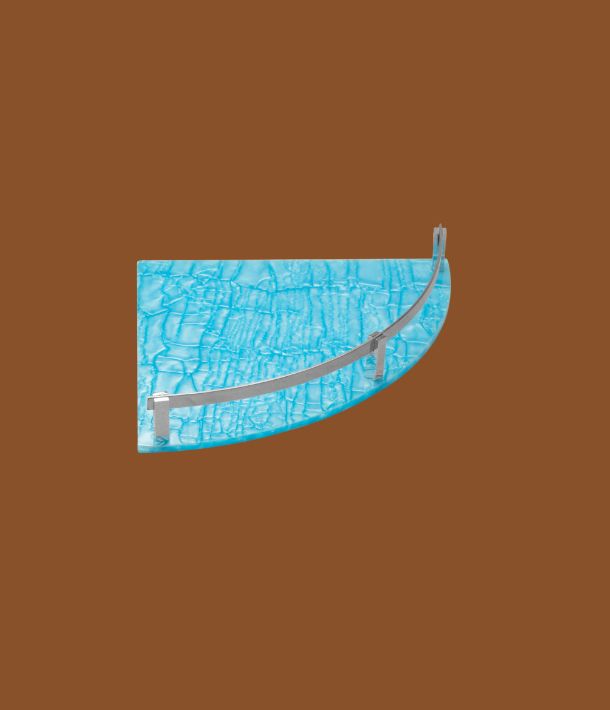 Blue acrylic corner shelf wall-mounted – 9x9 inch shelf for bathroom, kitchen, or home storage.