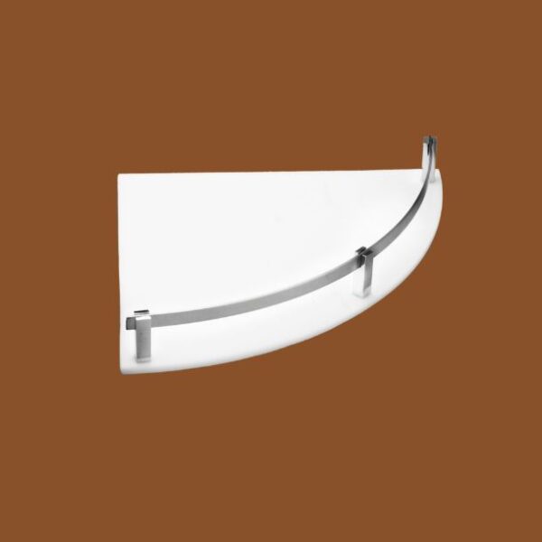 Milky white acrylic corner shelf – 9x9 inch wall-mounted organizer for bathroom and kitchen use.