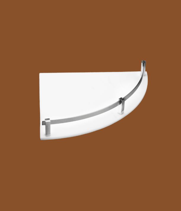 Milky white acrylic corner shelf – 9x9 inch wall-mounted organizer for bathroom and kitchen use.