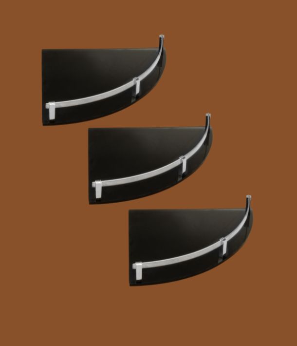 Black acrylic corner shelf 12x12 inch for bathroom and kitchen