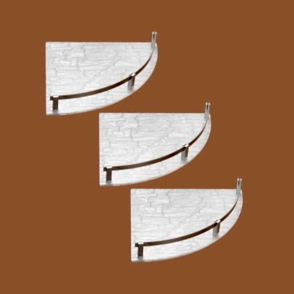 White acrylic corner shelf set of 3 for bathroom and kitchen