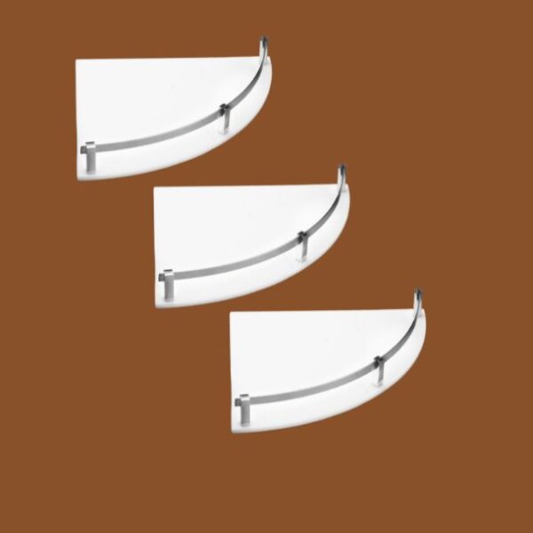 Milky white triangular acrylic corner shelf set of 3