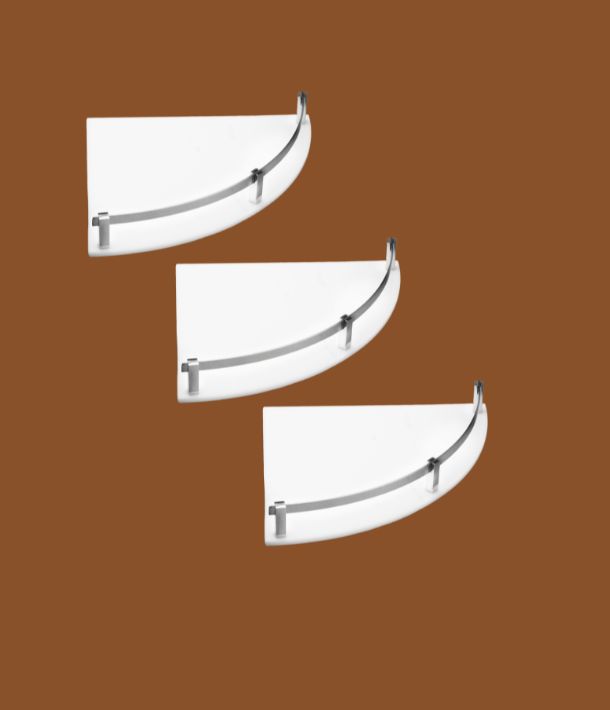 Milky white triangular acrylic corner shelf set of 3
