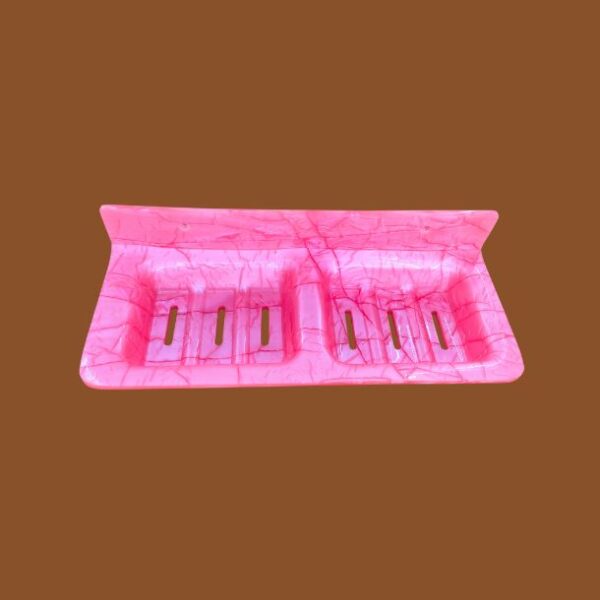 Pink acrylic double soap holder 12x5 inch – wall mounted bathroom and kitchen organizer