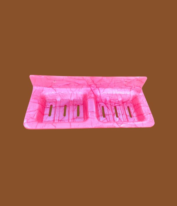 Pink acrylic double soap holder 12x5 inch – wall mounted bathroom and kitchen organizer