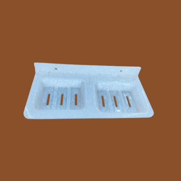 White acrylic soap tray 12x5 inch – dual wall-mounted soap holder for bathroom storage