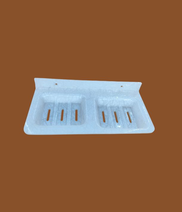 White acrylic soap tray 12x5 inch – dual wall-mounted soap holder for bathroom storage