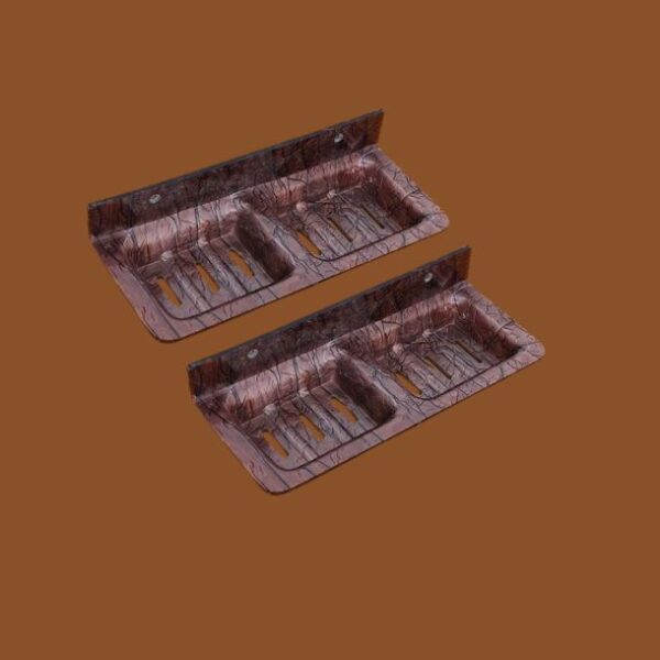 Brown acrylic double soap stand – STIMULUS 12x5 inch wall-mounted holder set of 2