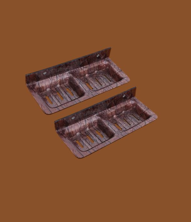 Brown acrylic double soap stand – STIMULUS 12x5 inch wall-mounted holder set of 2