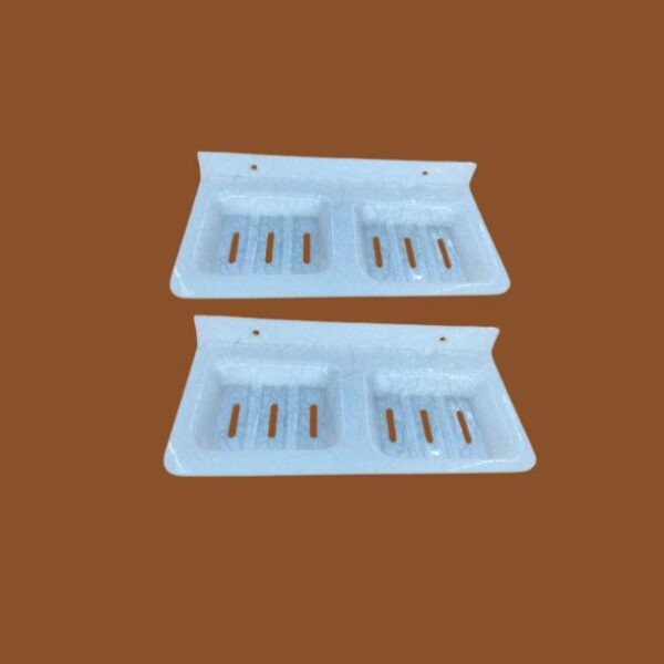 White acrylic dual soap tray – STIMULUS 12x5 inch wall-mounted set of 2