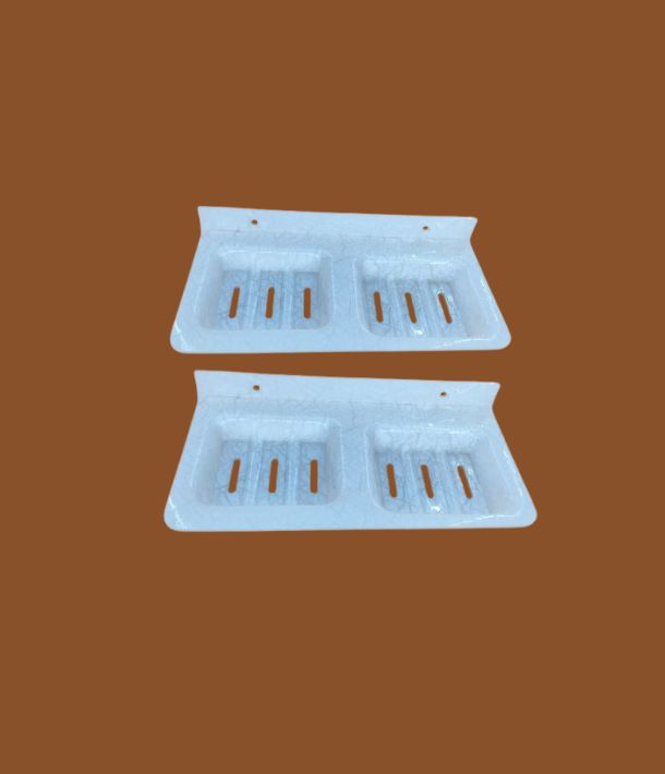 White acrylic dual soap tray – STIMULUS 12x5 inch wall-mounted set of 2
