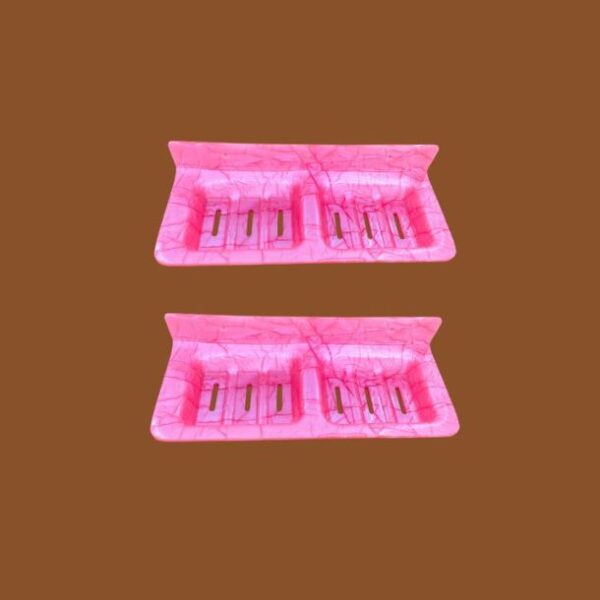 Pink acrylic double soap dish – STIMULUS 12x5 inch wall-mounted set of 2