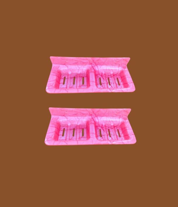 Pink acrylic double soap dish – STIMULUS 12x5 inch wall-mounted set of 2