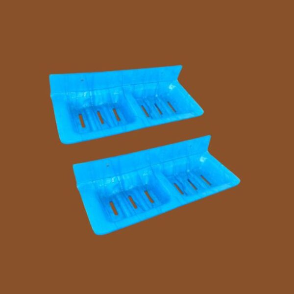 Blue acrylic dual soap holder – STIMULUS 12x5 inch wall-mounted set of 2