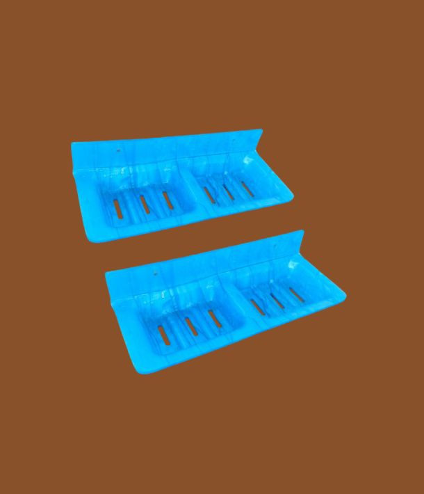 Blue acrylic dual soap holder – STIMULUS 12x5 inch wall-mounted set of 2