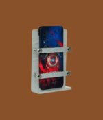 White acrylic phone stand wall-mounted in bedroom or office.